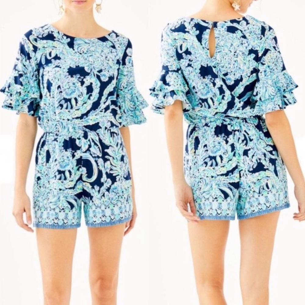 Lilly Pulitzer - Scuba Doo Engineered Lula Romper - High Tide Navy - M